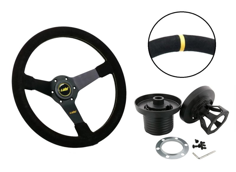 Set Luisi Mirage Sportlenkrad Wildleder schwarz geschüsselt & Nabe Mercedes-Benz W123  W4204